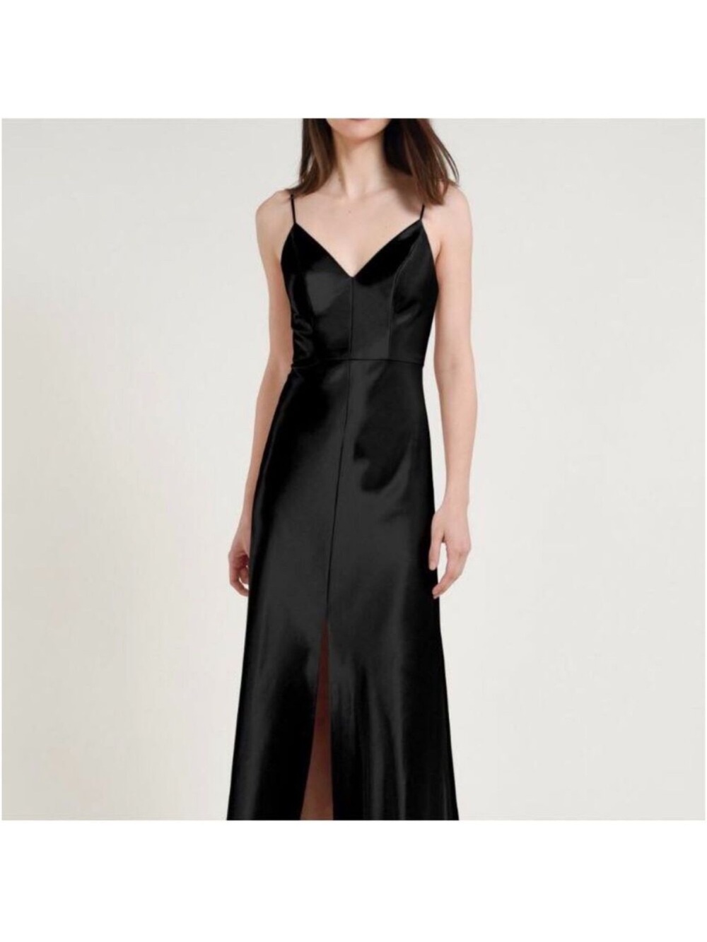 poshmark black tie dress Jenny Yoo Dina Satin Bridesmaid Maxi Size 12 Black Formal Off Shoulder Beaded Corset style_id_L51537 尺寸:29